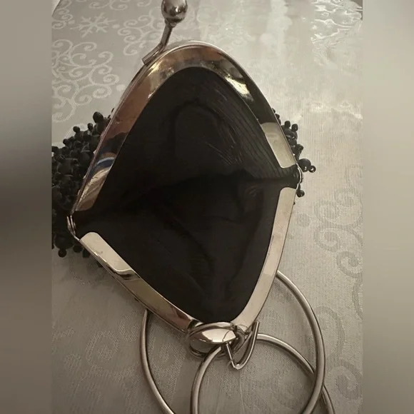 Vintage Beaded Black Purse - Picture 6 of 8